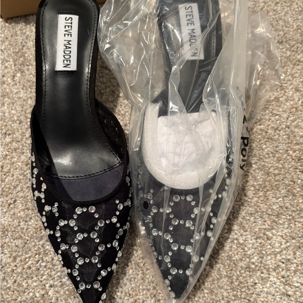 NWT Steve Madden White Mariano Crystal Mules Size 7 - Picture 3 of 8